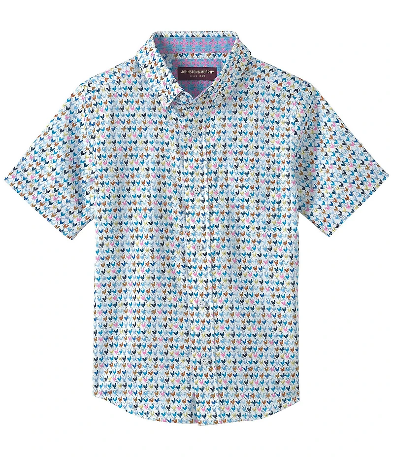 Johnston & Murphy Big Boys 8-20 Short Sleeve Rooster Print Shirt