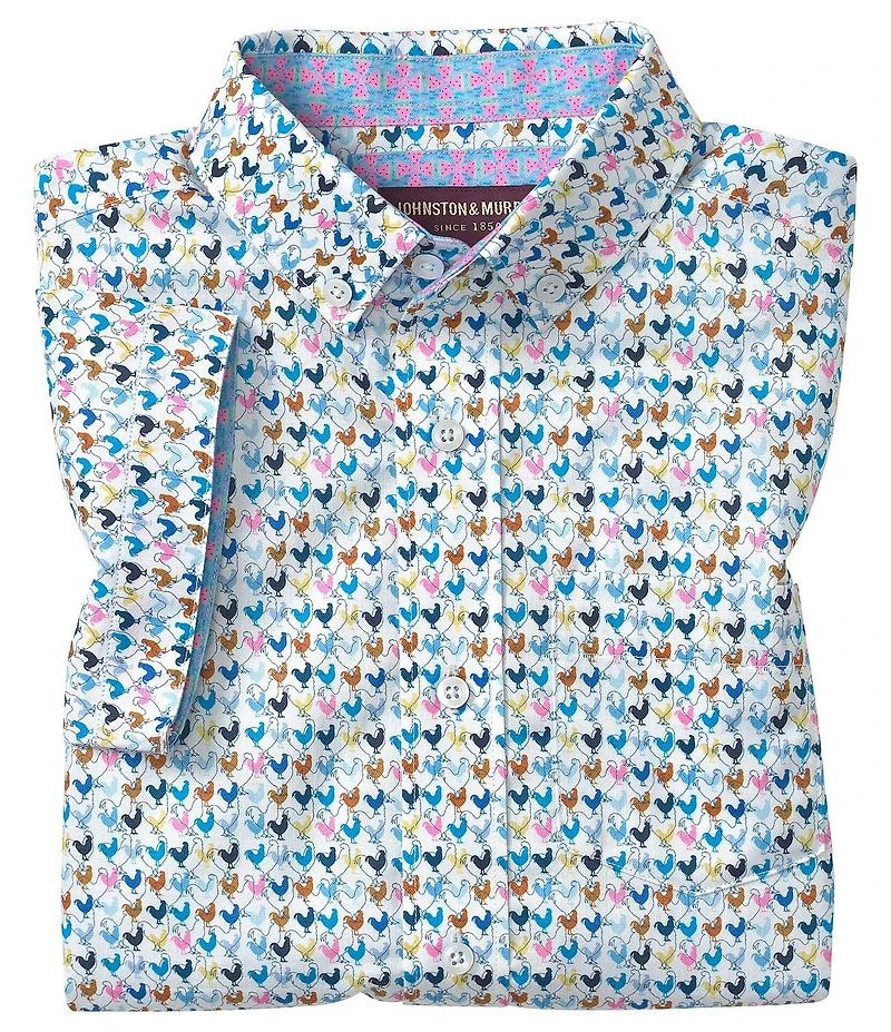 Johnston & Murphy Big Boys 8-20 Short Sleeve Rooster Print Shirt