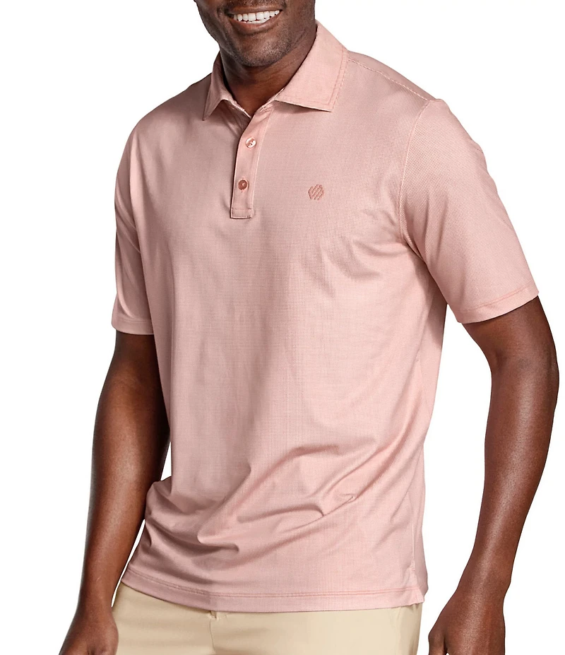 Johnston & Murphy Blu XC+ Ace Gingham Performance Stretch Short Sleeve Polo Shirt