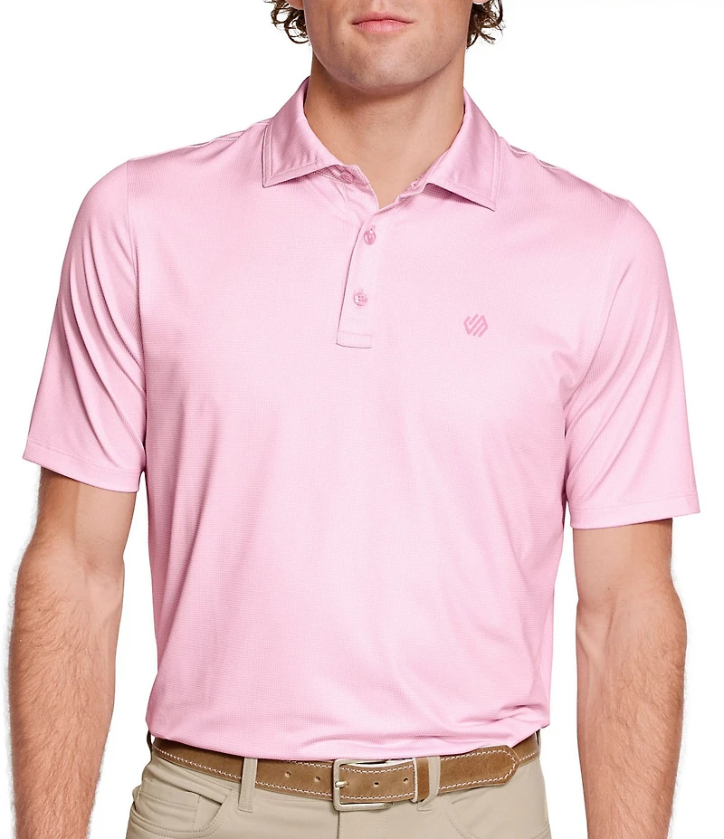 Johnston & Murphy Blu XC+ Ace Gingham Performance Stretch Short Sleeve Polo Shirt