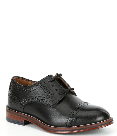 Johnston & Murphy Boys' Conard Leather Cap Toe Brogue Detail Oxfords (Infant)