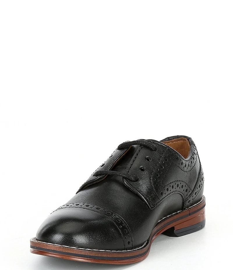 Johnston & Murphy Boys' Conard Leather Cap Toe Brogue Detail Oxfords (Infant)
