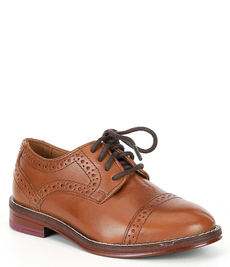 Johnston & Murphy Boys' Conard Leather Cap Toe Brogue Detail Oxfords (Infant)