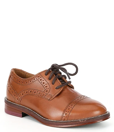 Johnston & Murphy Boys' Conard Leather Cap Toe Brogue Detail Oxfords (Infant)