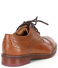 Johnston & Murphy Boys' Conard Leather Cap Toe Brogue Detail Oxfords (Infant)