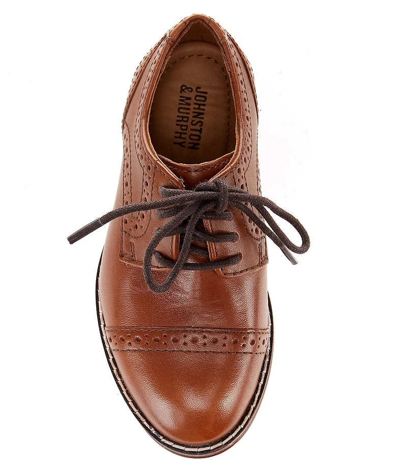 Johnston & Murphy Boys' Conard Leather Cap Toe Brogue Detail Oxfords (Infant)