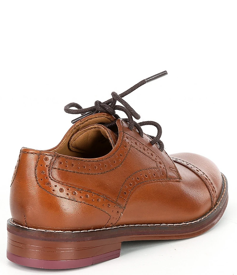 Johnston & Murphy Boys' Conard Leather Cap Toe Brogue Detail Oxfords (Toddler)
