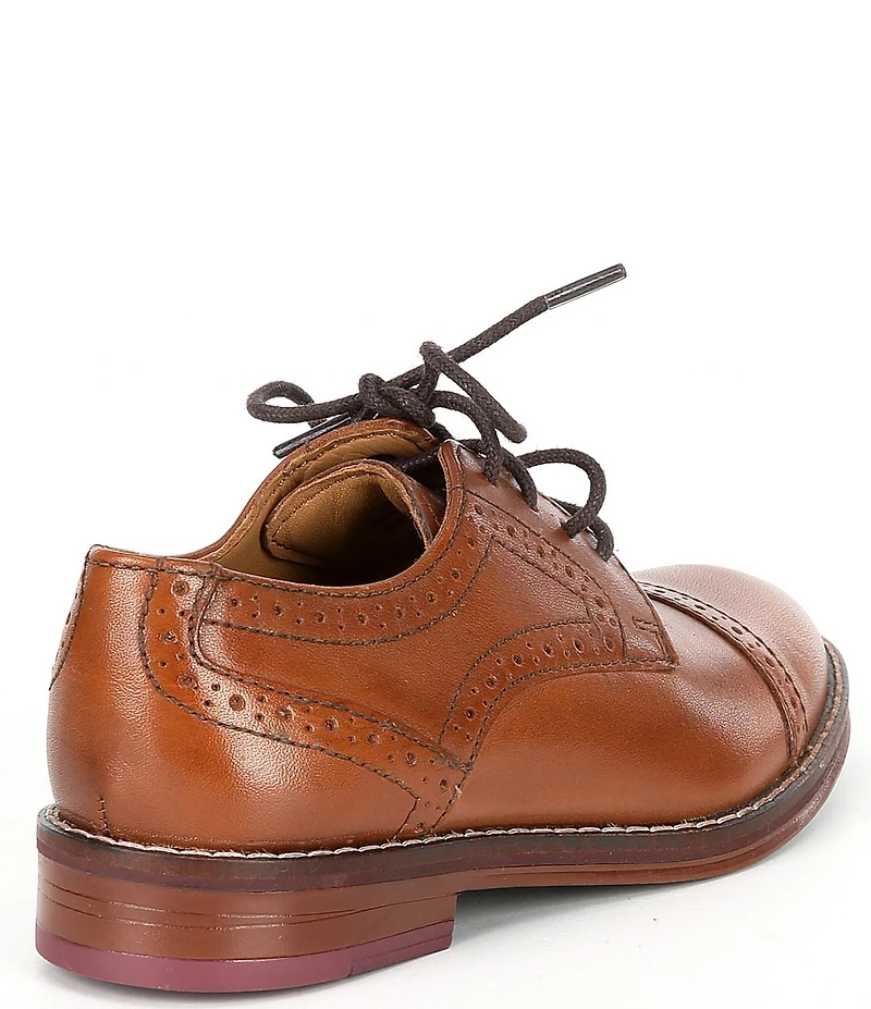 Johnston & Murphy Boys' Conard Leather Cap Toe Brogue Detail Oxfords (Toddler)