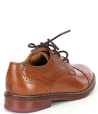 Johnston & Murphy Boys' Conard Leather Cap Toe Brogue Detail Oxfords (Toddler)