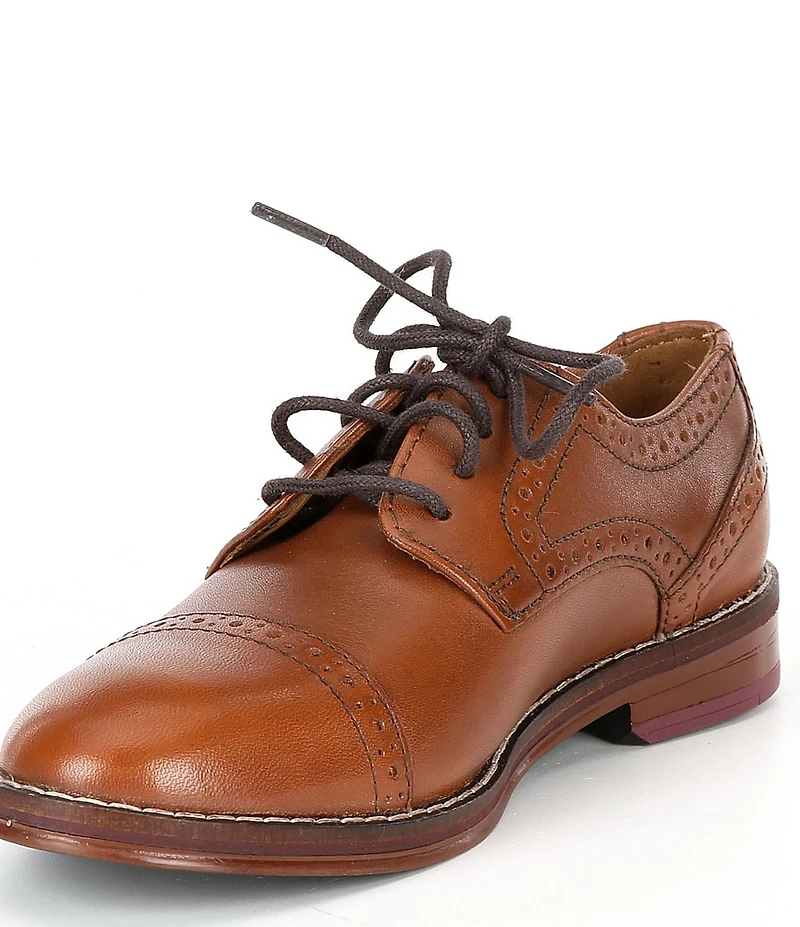 Johnston & Murphy Boys' Conard Leather Cap Toe Brogue Detail Oxfords (Toddler)
