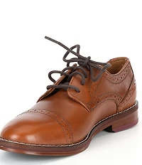 Johnston & Murphy Boys' Conard Leather Cap Toe Brogue Detail Oxfords (Toddler)