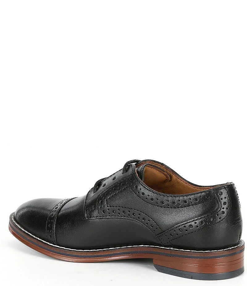 Johnston & Murphy Boys' Conard Leather Cap Toe Brogue Detail Oxfords (Toddler)