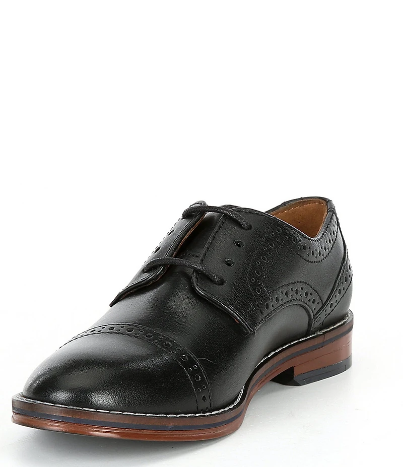 Johnston & Murphy Boys' Conard Leather Cap Toe Brogue Detail Oxfords (Toddler)