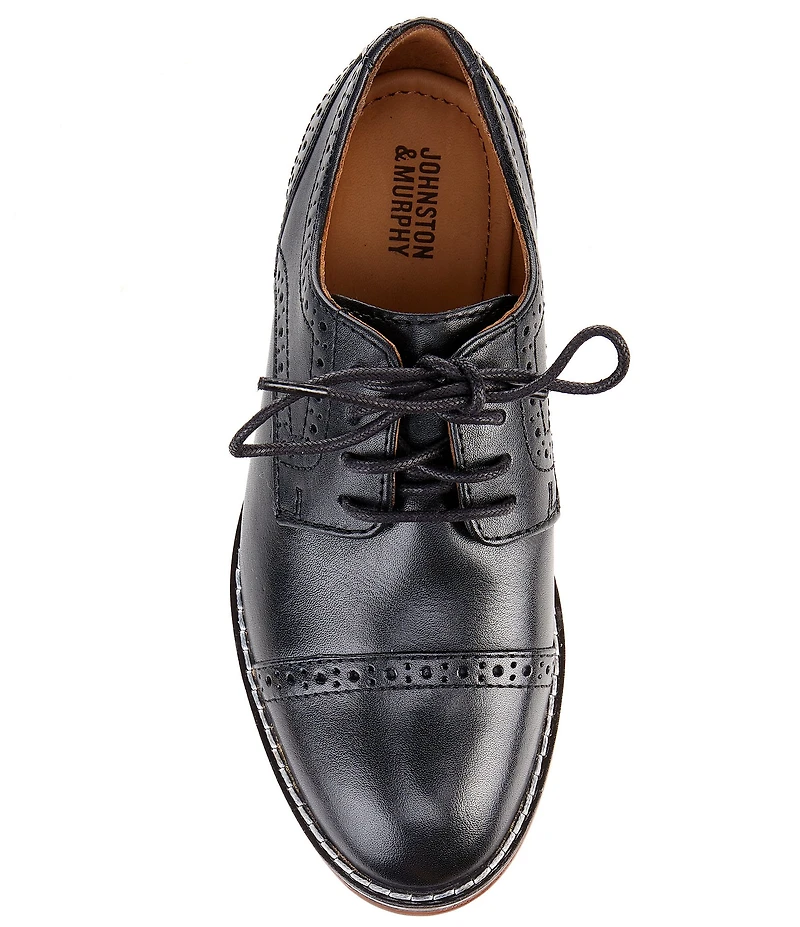 Johnston & Murphy Boys' Conard Leather Cap Toe Brogue Detail Oxfords (Toddler)