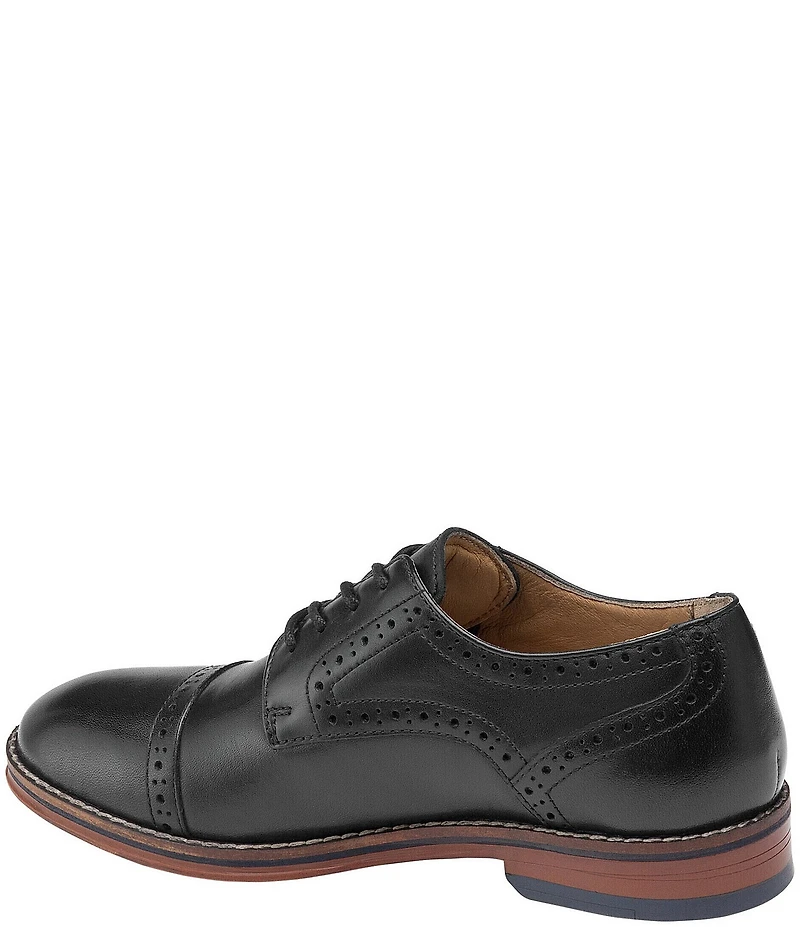 Johnston & Murphy Boys' Conard Leather Cap Toe Brogue Detail Oxfords (Youth)