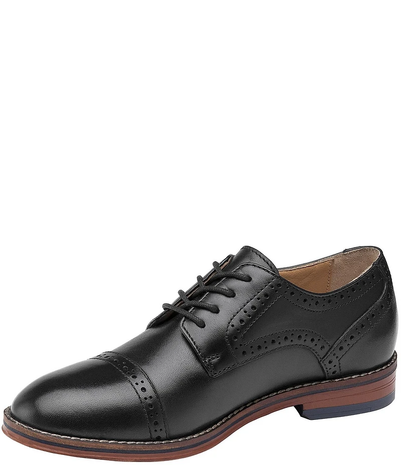 Johnston & Murphy Boys' Conard Leather Cap Toe Brogue Detail Oxfords (Youth)