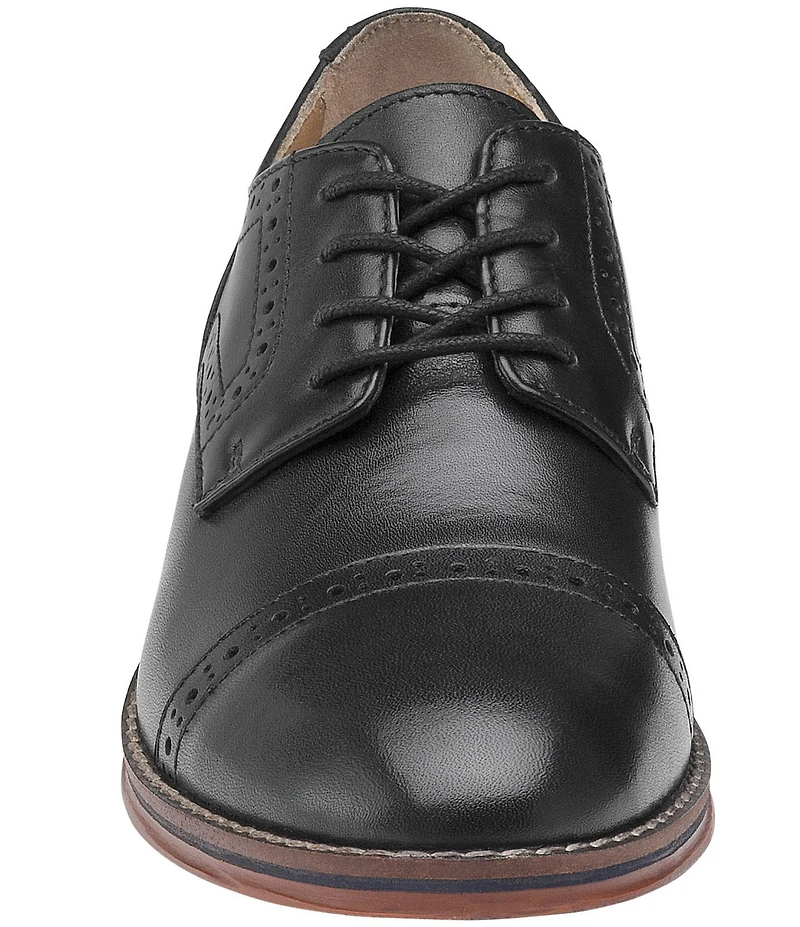 Johnston & Murphy Boys' Conard Leather Cap Toe Brogue Detail Oxfords (Youth)