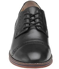 Johnston & Murphy Boys' Conard Leather Cap Toe Brogue Detail Oxfords (Youth)
