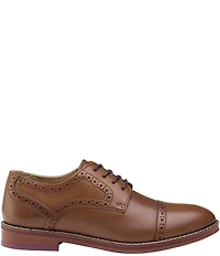 Johnston & Murphy Boys' Conard Leather Cap Toe Brogue Detail Oxfords (Youth)