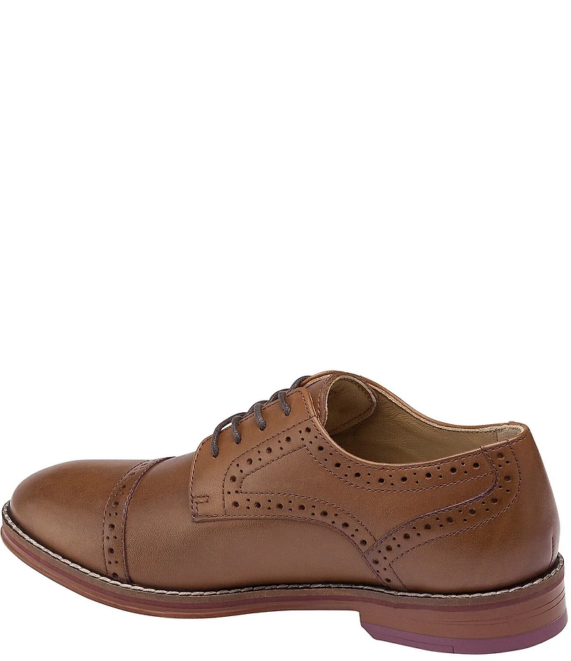 Johnston & Murphy Boys' Conard Leather Cap Toe Brogue Detail Oxfords (Youth)