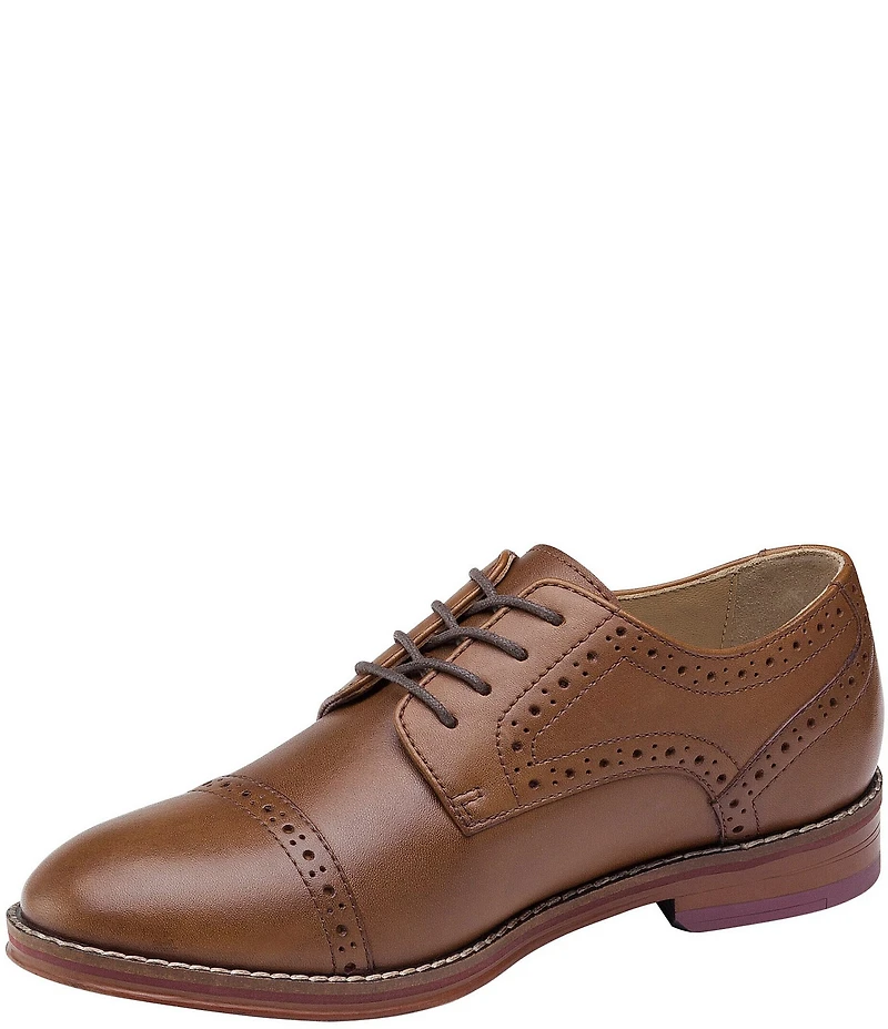 Johnston & Murphy Boys' Conard Leather Cap Toe Brogue Detail Oxfords (Youth)