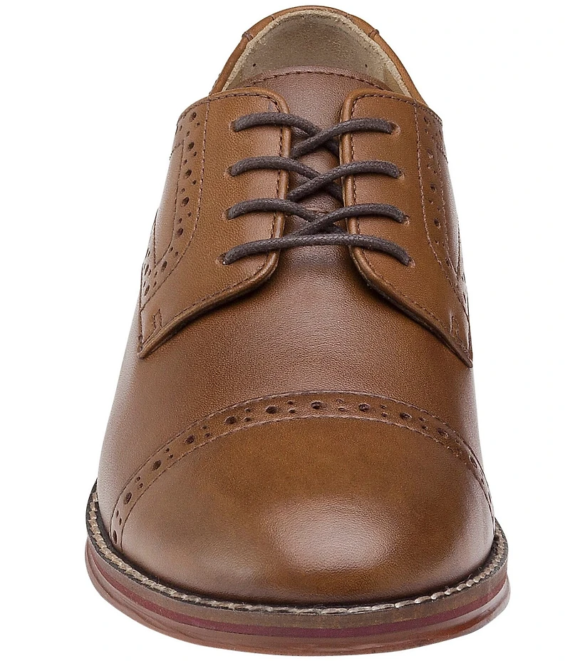 Johnston & Murphy Boys' Conard Leather Cap Toe Brogue Detail Oxfords (Youth)