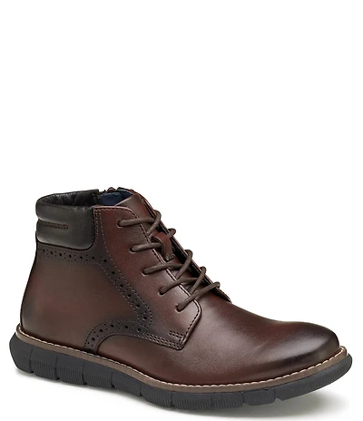Johnston & Murphy Boys' Holden Leather Plain Toe Lace Up Boots (Youth)