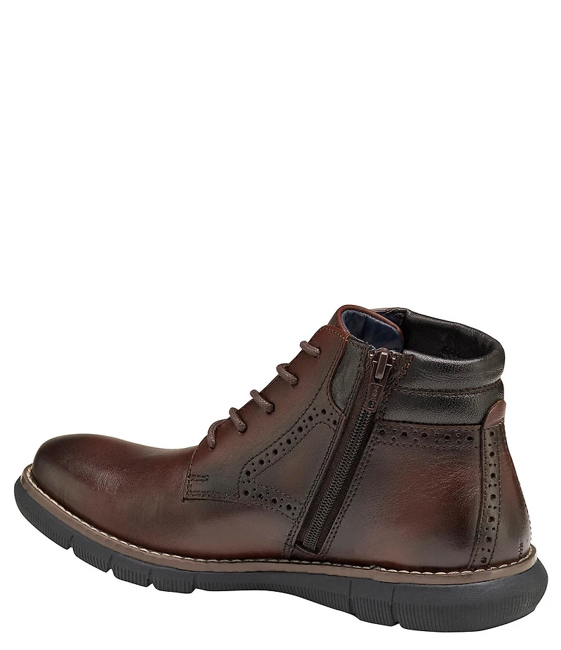 Johnston & Murphy Boys' Holden Leather Plain Toe Lace Up Boots (Youth)