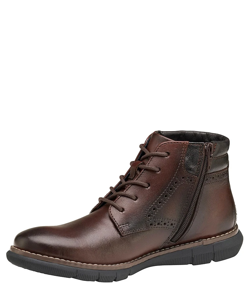 Johnston & Murphy Boys' Holden Leather Plain Toe Lace Up Boots (Youth)
