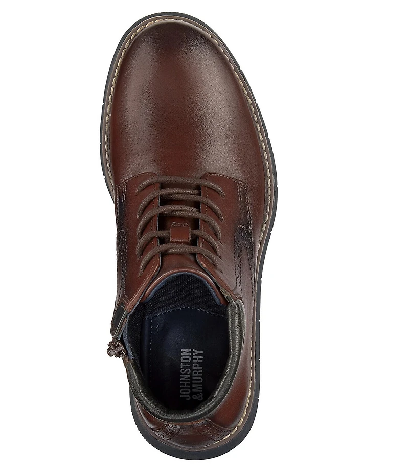 Johnston & Murphy Boys' Holden Leather Plain Toe Lace Up Boots (Youth)