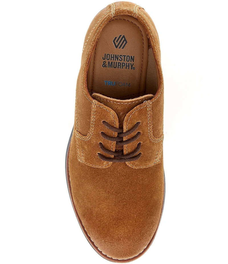Johnston & Murphy Boys' Upton Suede Plain Toe Lace Up Oxfords (Youth)