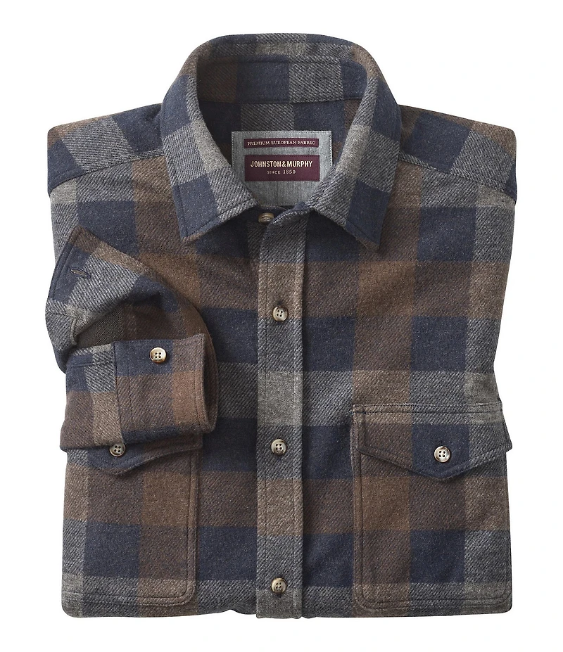 Johnston & Murphy Brushed Large Plaid Long Sleeve Woven Shirt