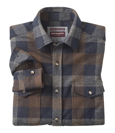 Johnston & Murphy Brushed Large Plaid Long Sleeve Woven Shirt