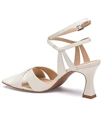 Johnston & Murphy Christine Leather Cross Band Square Toe Sandals