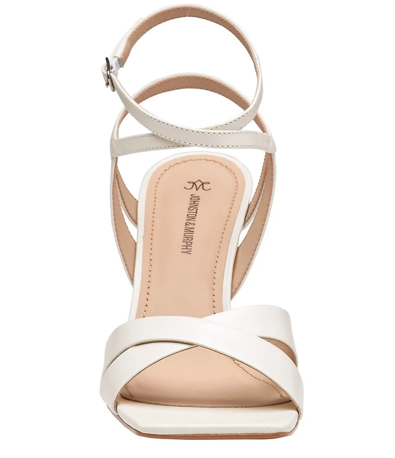 Johnston & Murphy Christine Leather Cross Band Square Toe Sandals