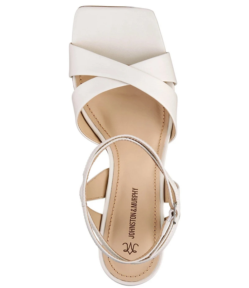 Johnston & Murphy Christine Leather Cross Band Square Toe Sandals