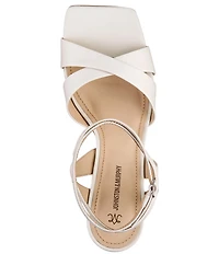 Johnston & Murphy Christine Leather Cross Band Square Toe Sandals