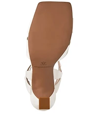 Johnston & Murphy Christine Leather Cross Band Square Toe Sandals