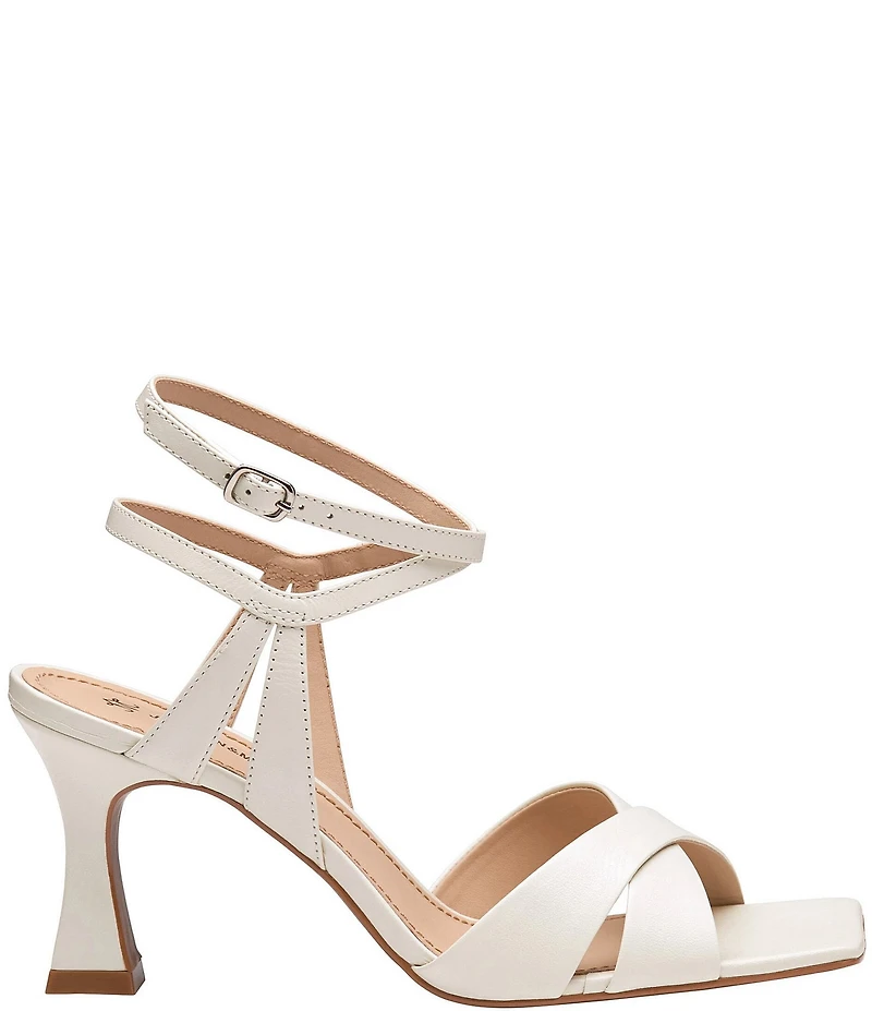 Johnston & Murphy Christine Leather Cross Band Square Toe Sandals