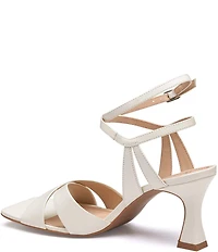 Johnston & Murphy Christine Leather Cross Band Square Toe Sandals