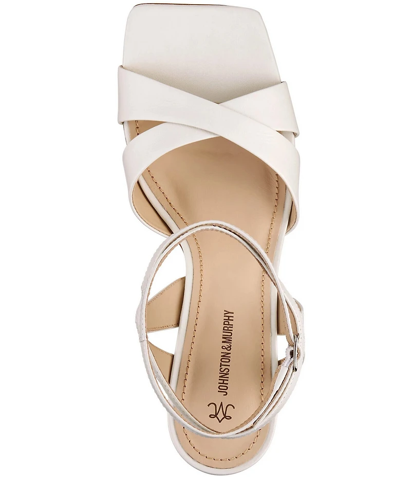 Johnston & Murphy Christine Leather Cross Band Square Toe Sandals