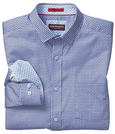 Johnston & Murphy Circle Star Print Long Sleeve Woven Shirt