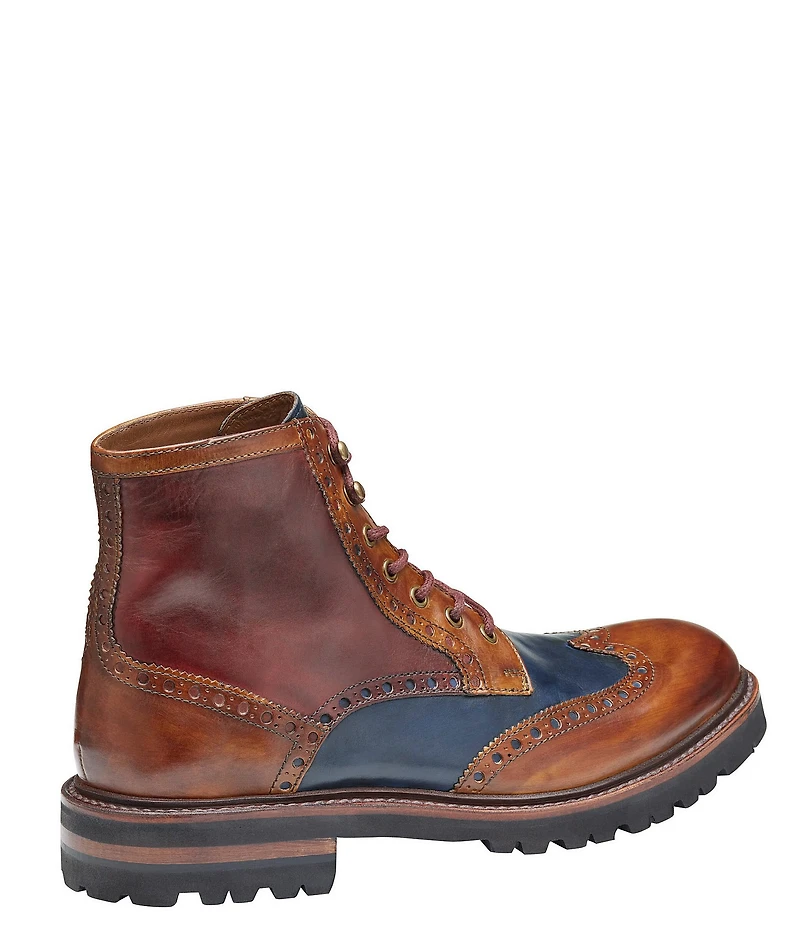 Johnston & Murphy Collection Men's Dudley Leather Brogue Wingtip Lug Sole Boots
