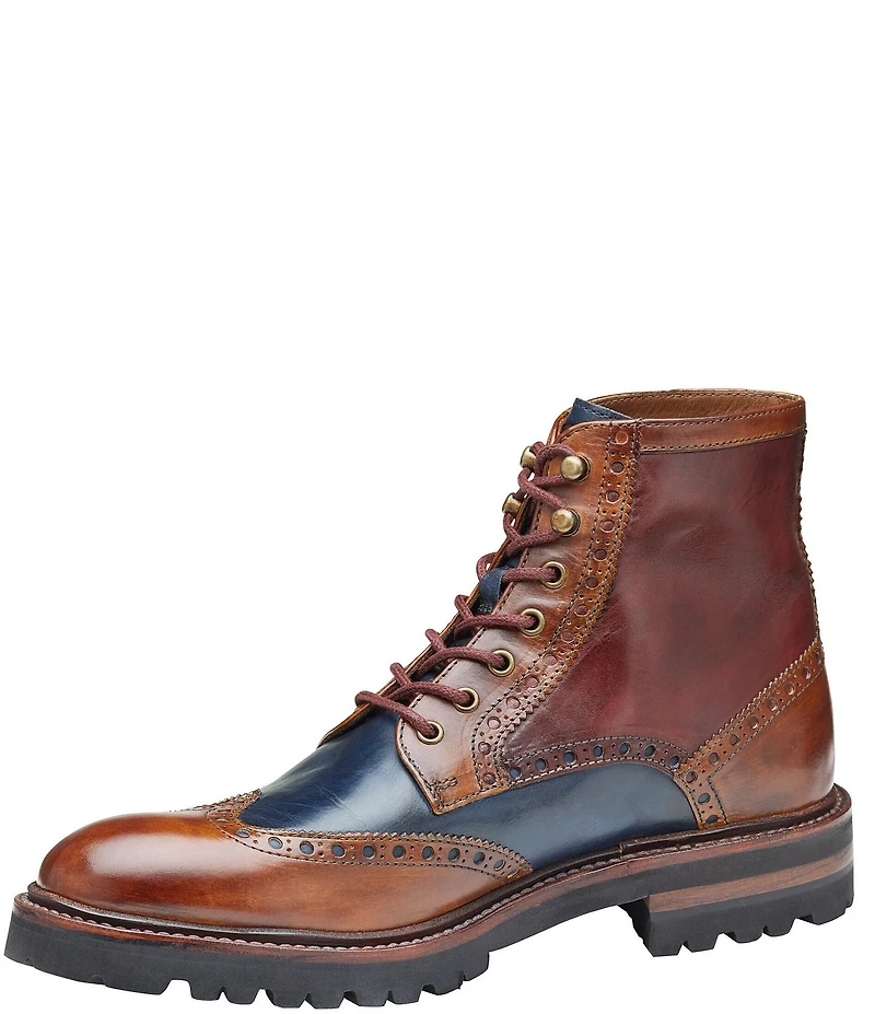 Johnston & Murphy Collection Men's Dudley Leather Brogue Wingtip Lug Sole Boots