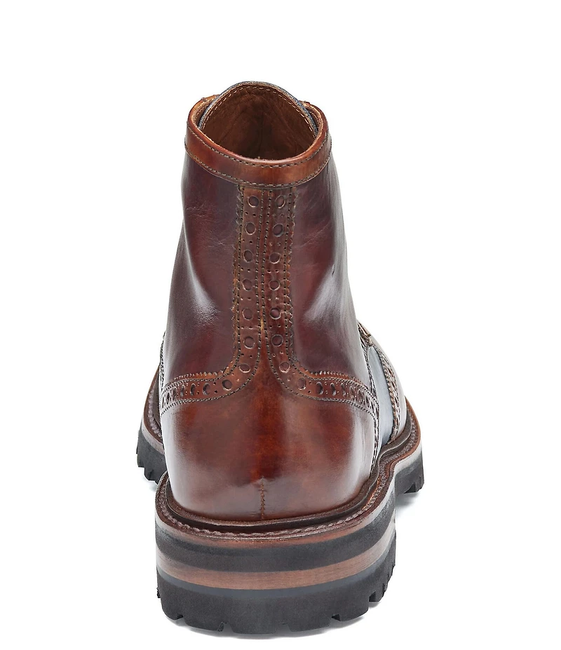 Johnston & Murphy Collection Men's Dudley Leather Brogue Wingtip Lug Sole Boots
