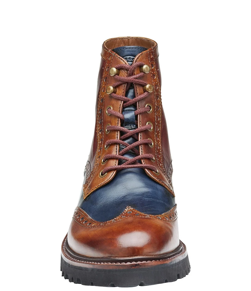 Johnston & Murphy Collection Men's Dudley Leather Brogue Wingtip Lug Sole Boots