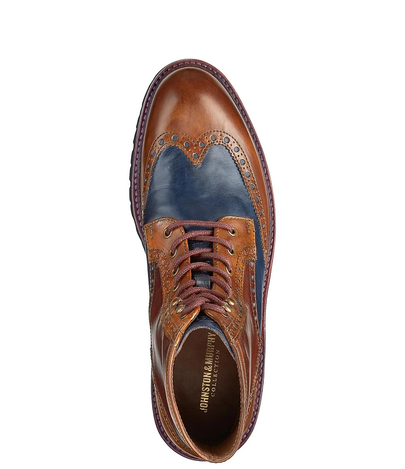 Johnston & Murphy Collection Men's Dudley Leather Brogue Wingtip Lug Sole Boots