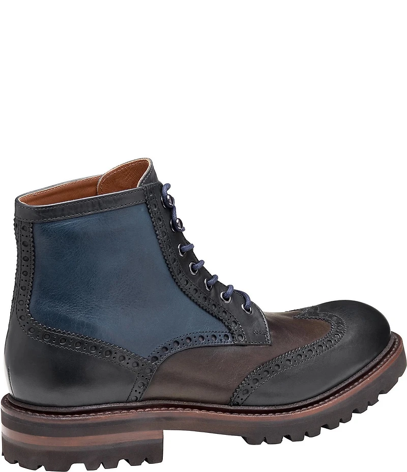 Johnston & Murphy Collection Men's Dudley Leather Brogue Wingtip Lug Sole Boots