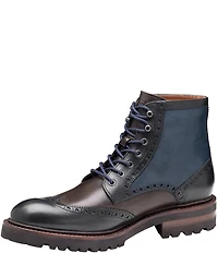Johnston & Murphy Collection Men's Dudley Leather Brogue Wingtip Lug Sole Boots
