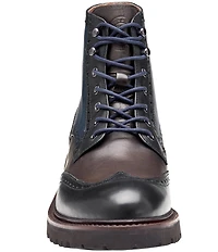 Johnston & Murphy Collection Men's Dudley Leather Brogue Wingtip Lug Sole Boots